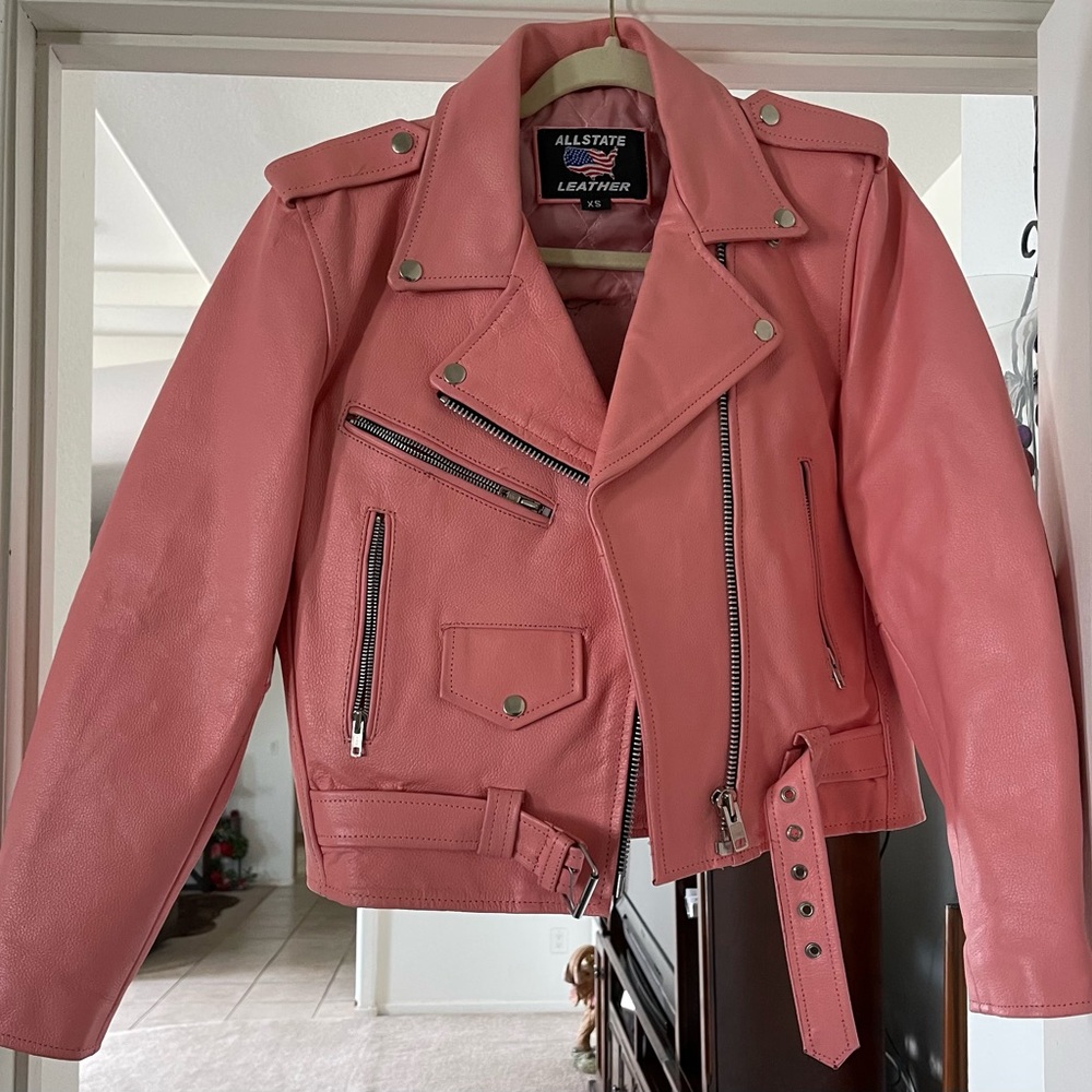 XS pink leather riding jacket, Harley Davidson